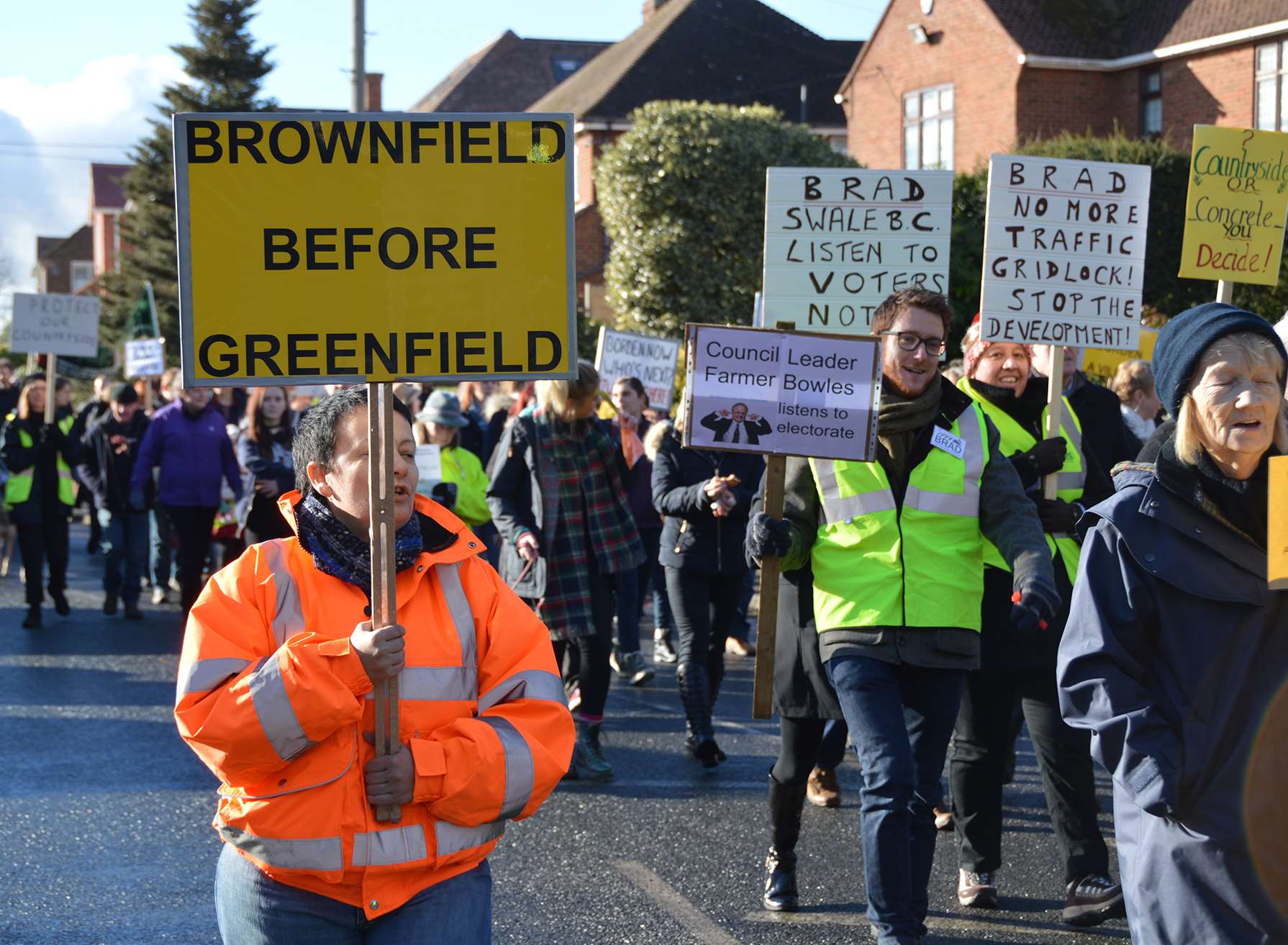 The protesters marching against plans for housing in Borden