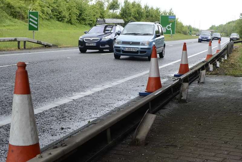 Spot where a man was killed on the A2070 near Ashford. Picture: Gary Browne