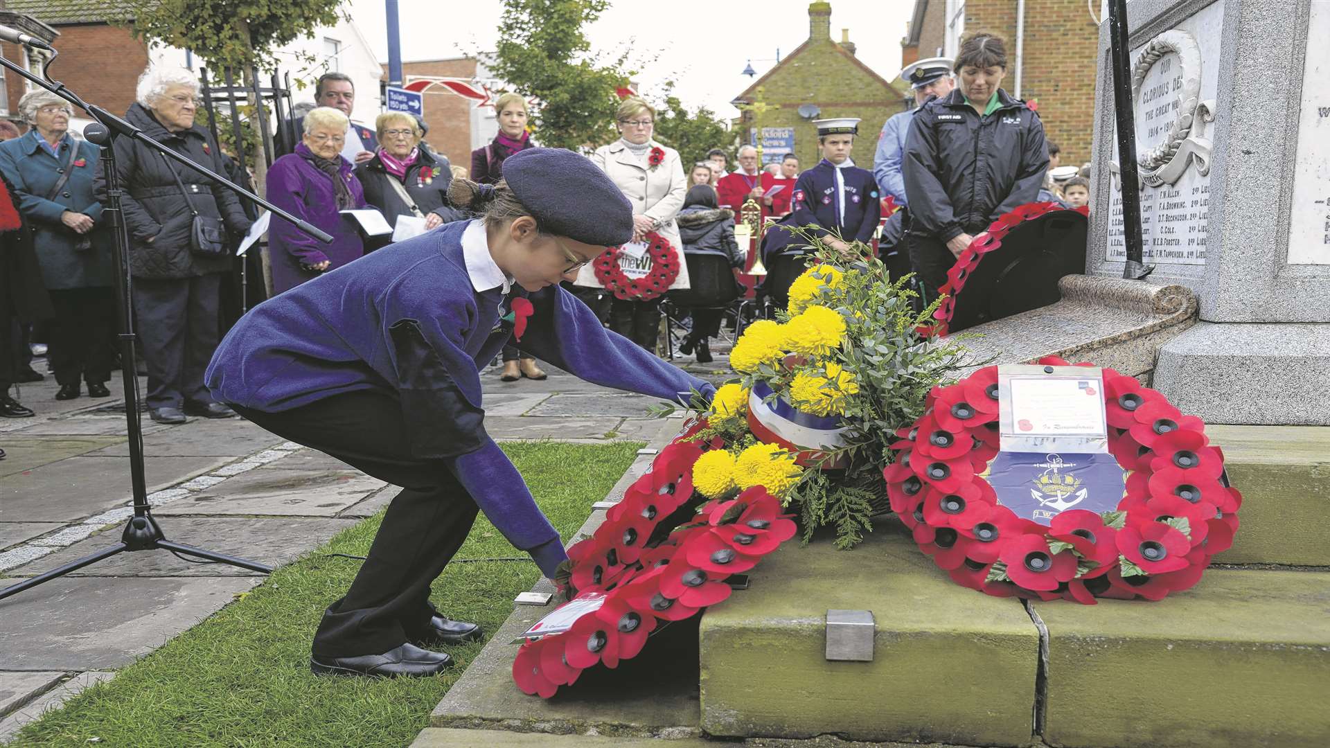 Wreaths laid during the Remembrance Day service in Whitstable
