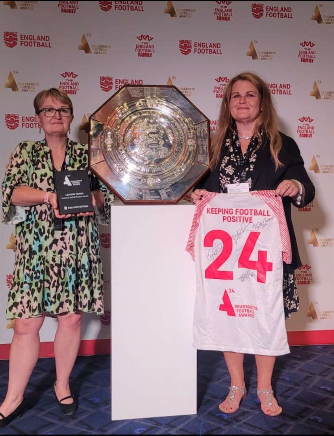 Lorraine Humm, right, at Wembley with the Community Shield