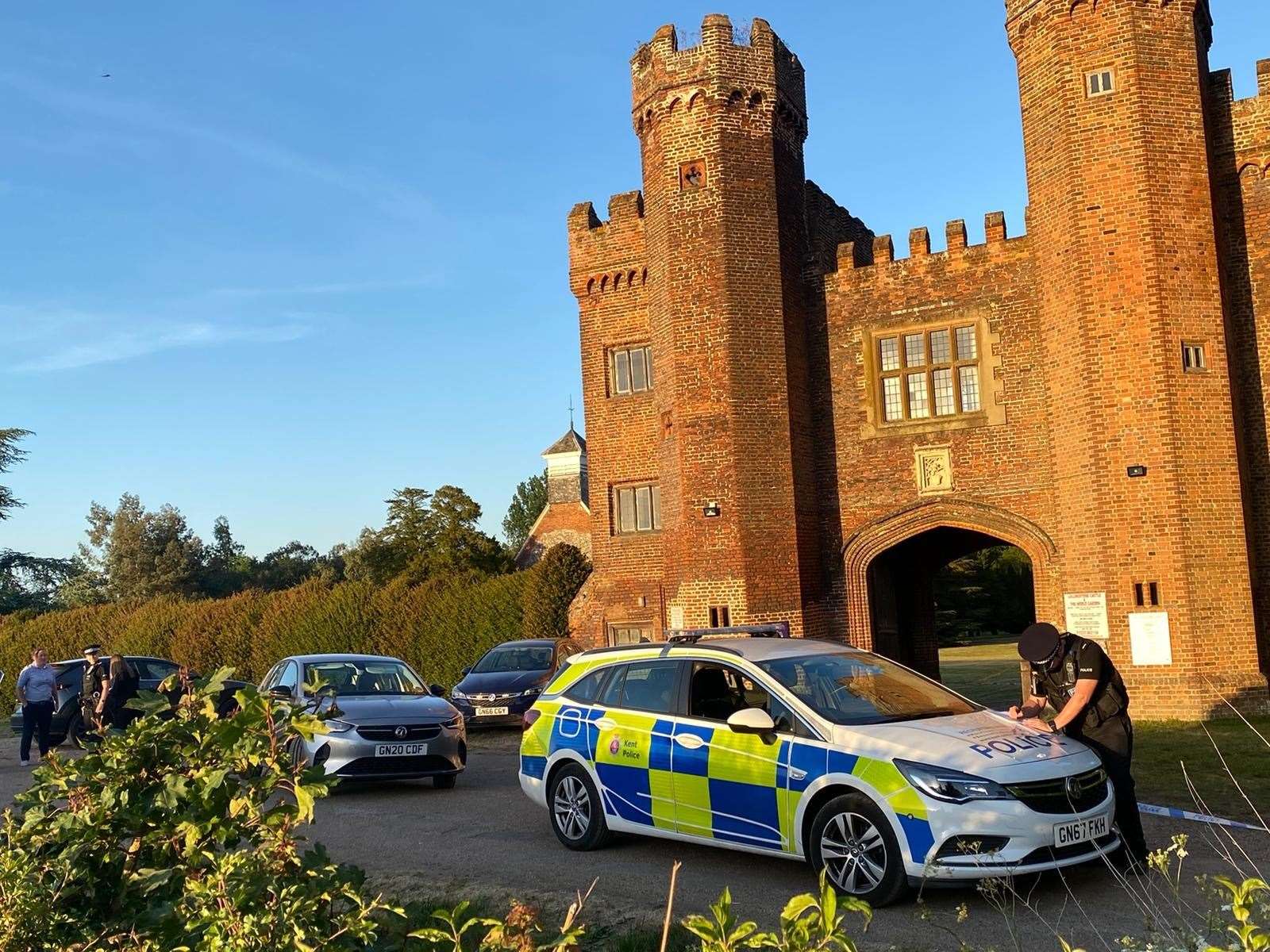Several police cars are at the scene near Lullingstone Castle. Picture: UKnip