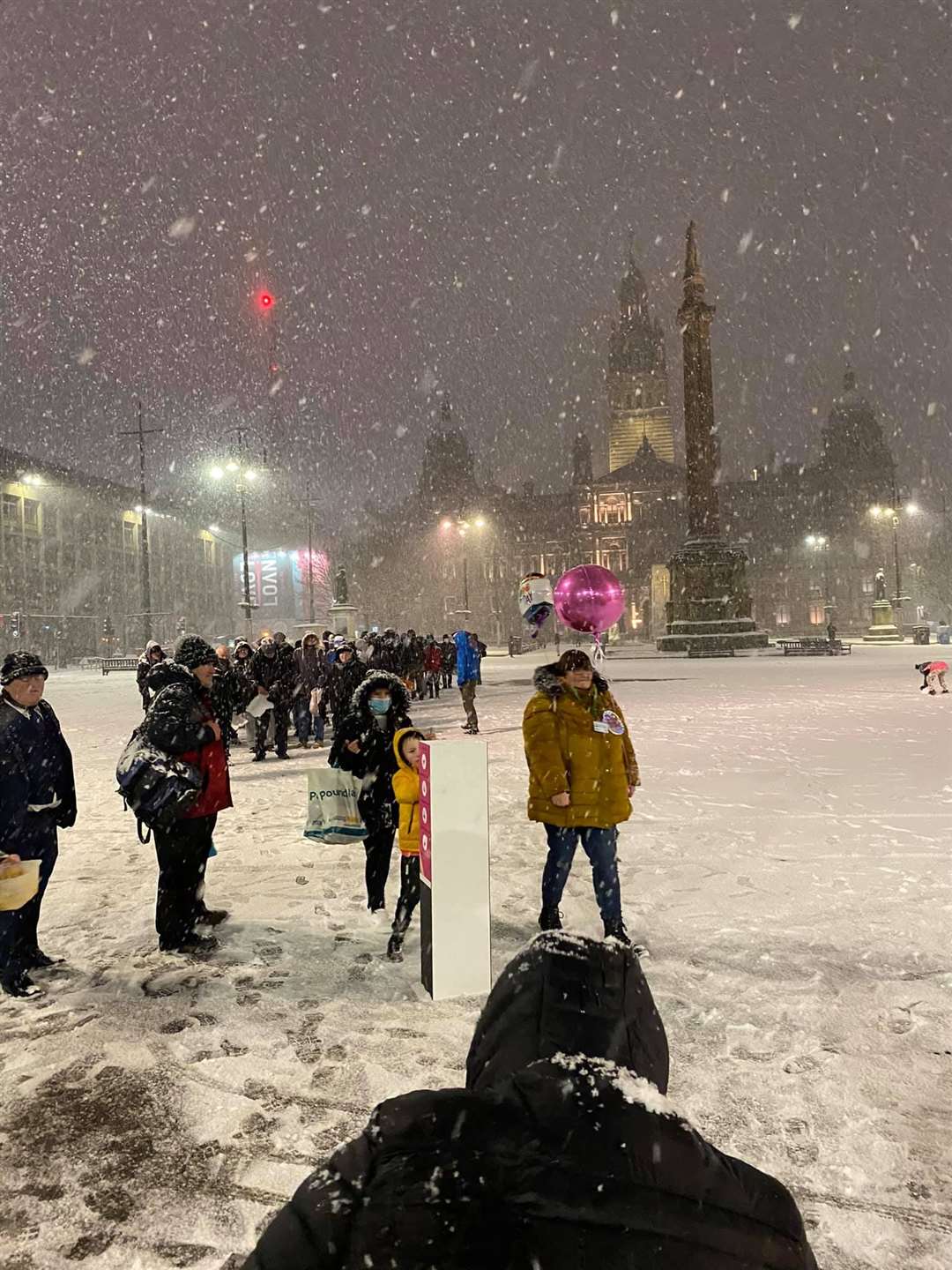 Images of people queuing in the snow prompted an outpouring of support from the public (Kindness Homeless Street Team Glasgow/PA)