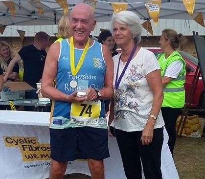 Faversham Mayor Alison Reynolds presents Ray with one of his trophies