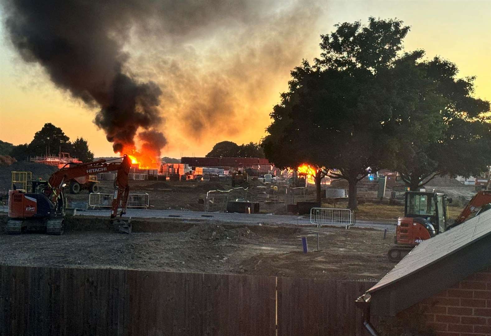 The fire in Pond Hill Road, Folkestone - near the Shorncliffe Heights estate - on August 10. Photo: Angela Luton