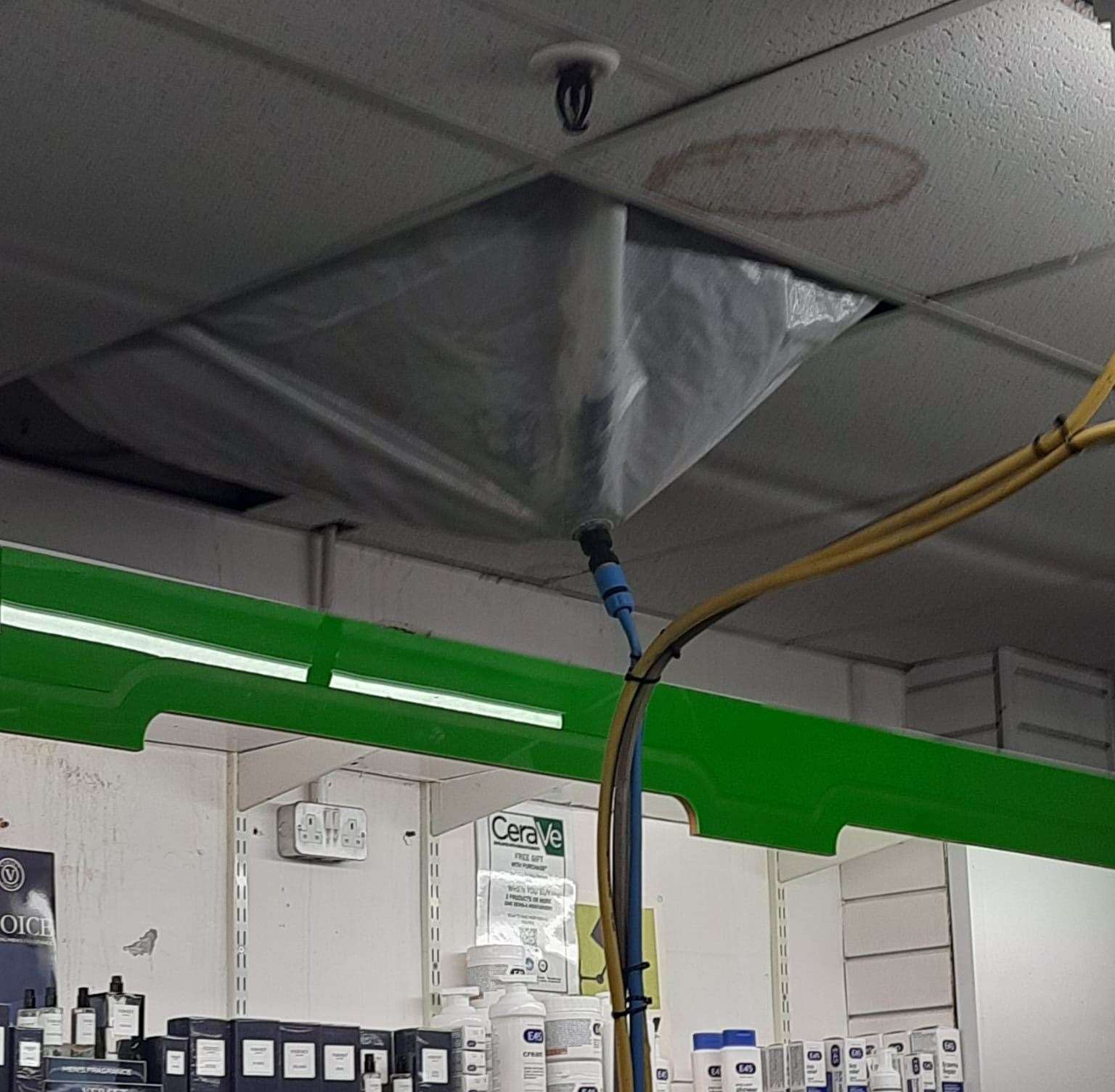 The Village Pharmacy in New Ash Green has been contending with a leaking ceiling for more than a year. Photo credit: Laura Manston
