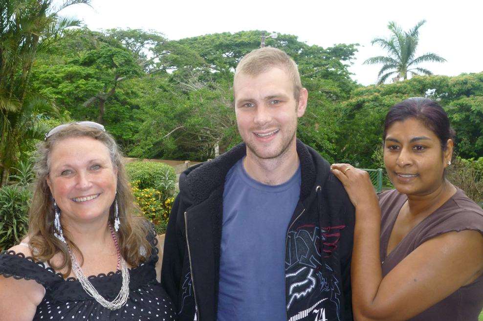 Jane Etheridge with son William and the nurse Priscilla who saved his life