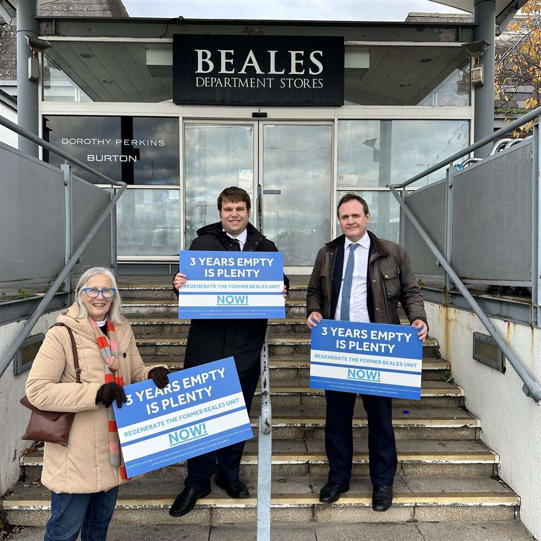 Left to right: Cllr Vivian Branson, council leader Matt Boughton and MP Tom Tugendhat