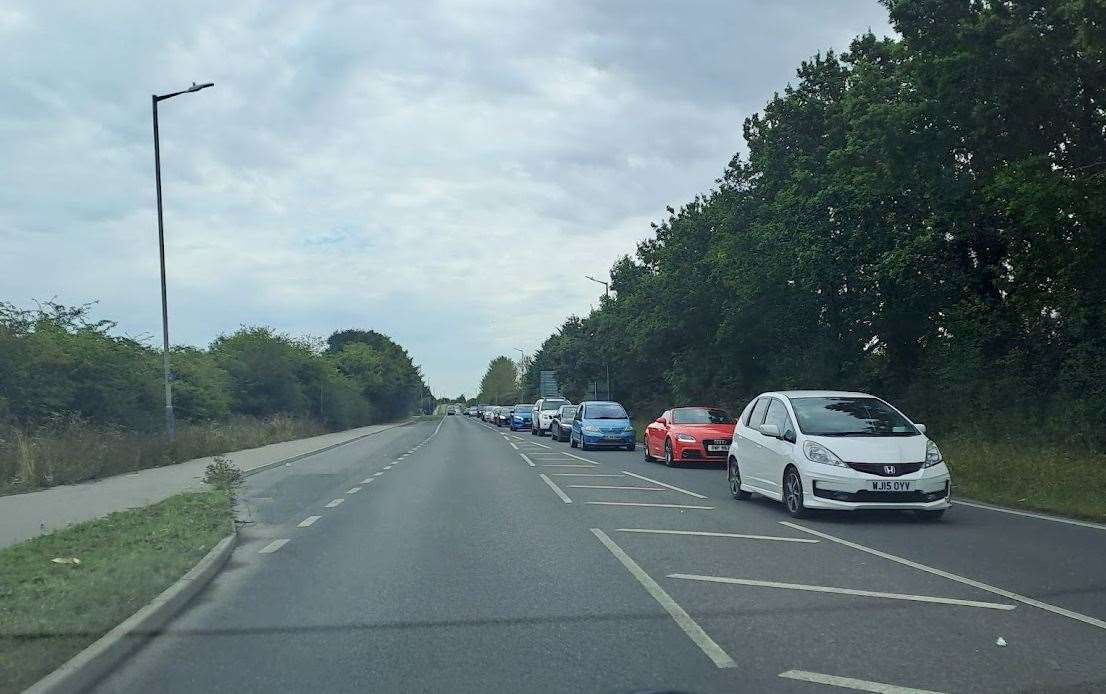 The stretch of the Old Thanet Way between Chestfield and Greenhill in Herne Bay where a woman in her 60s and a dog were hit by a black taxi and killed