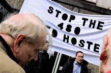 Protesters outside Cygnet House, Gravesend