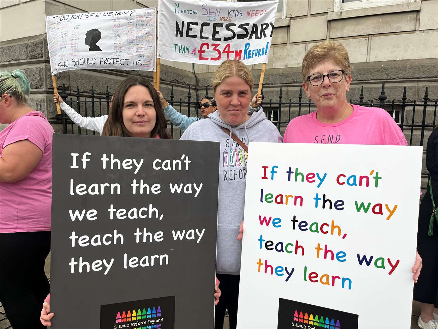 Jennifer Cogger, Laura Clements and Kaye Bill are part of the SEND protest