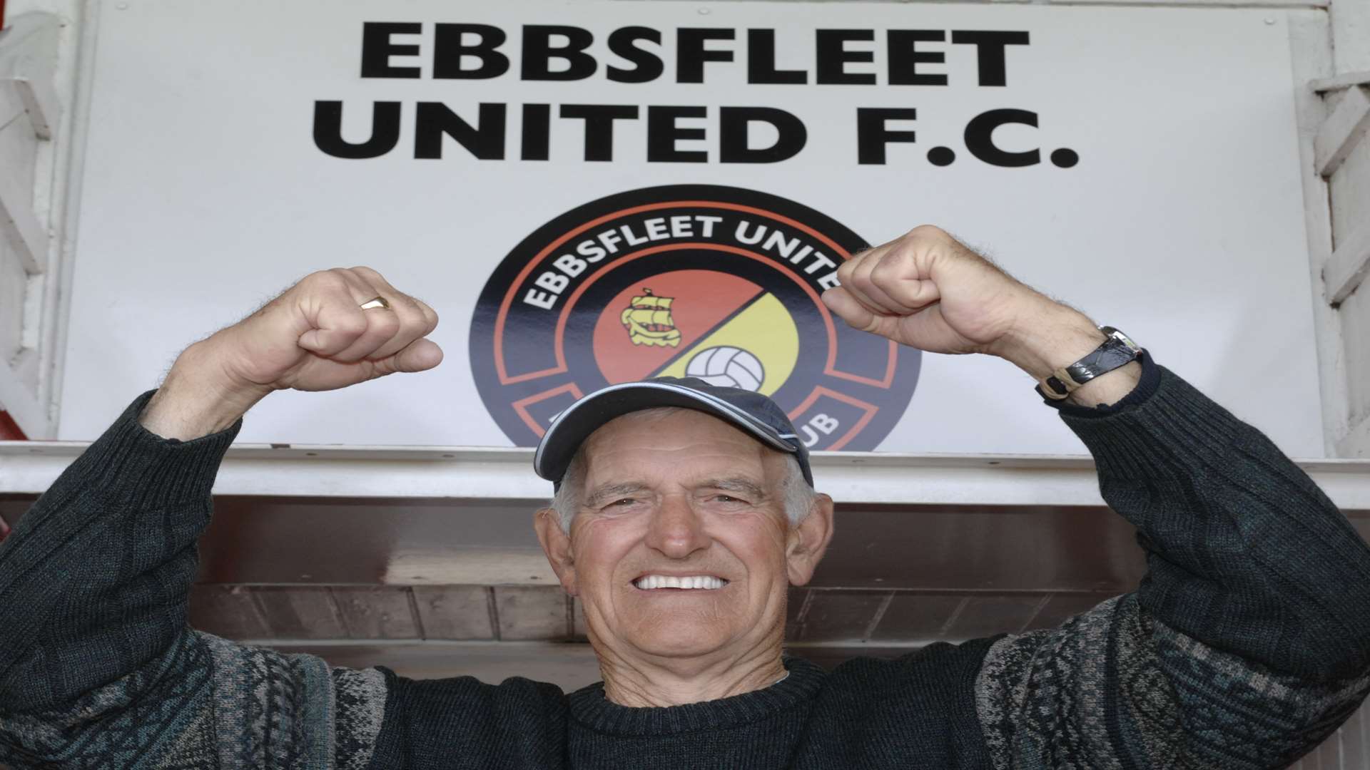 Peter Norton celebrating the success of his FA Trophy final song in 2008. Picture: Matthew Reading