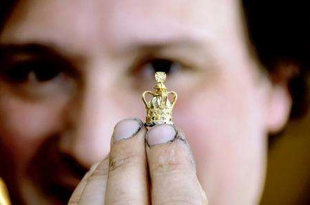 Canterbury jeweller Ortwin Thyssen with his handmade Jubilee Crown.