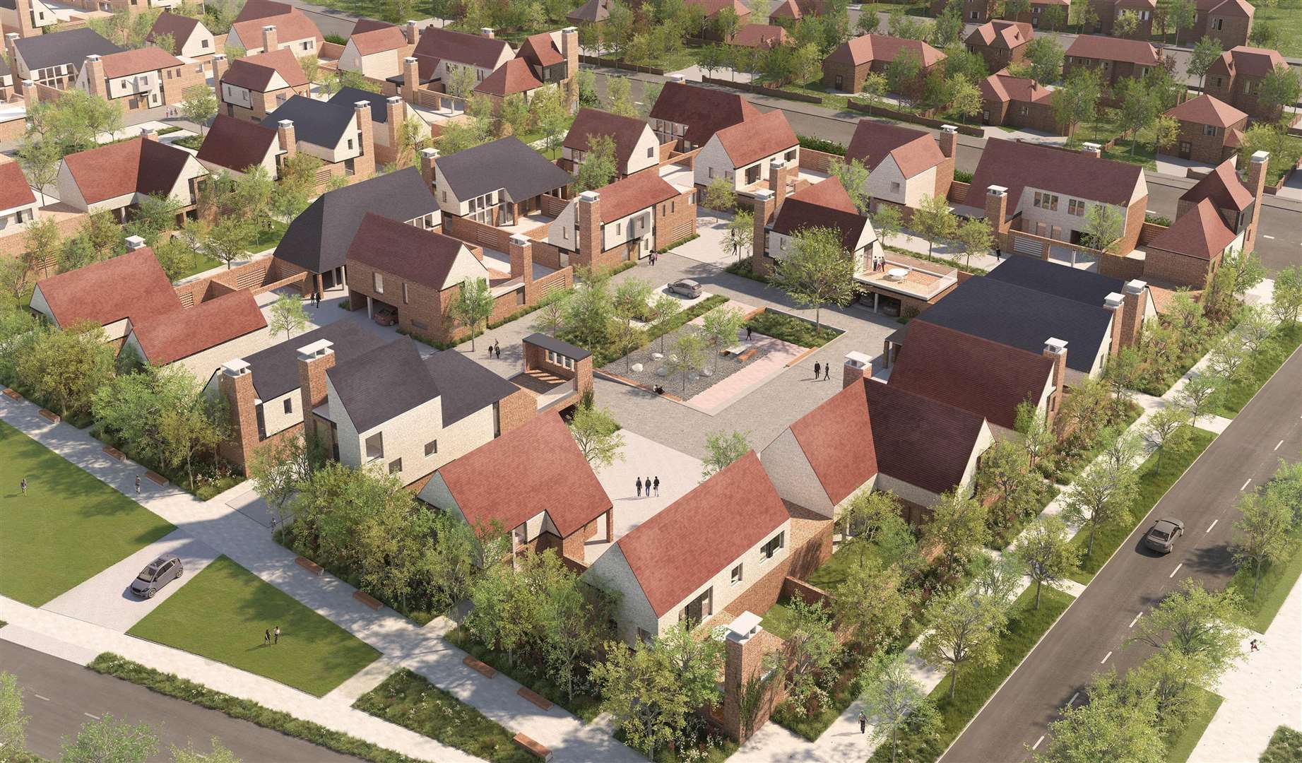 An artist's impression of the planned new homes of Mountfield Park in Canterbury