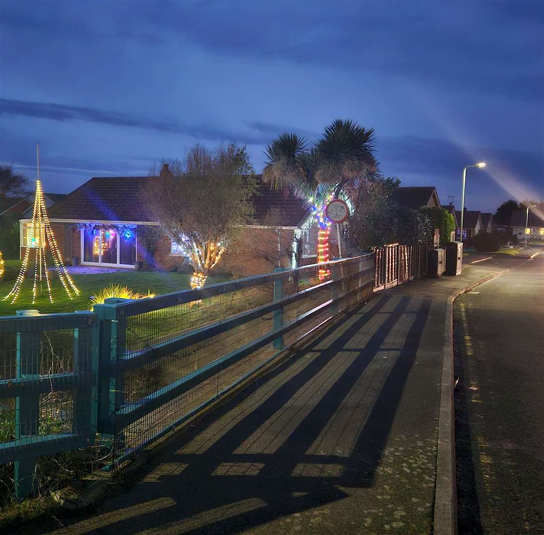 The damaged lights at the front of the property are no longer switched on. Picture: Stuart Leslie