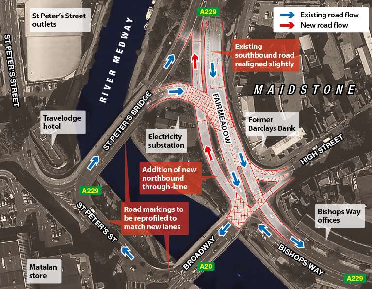 A plan showing the proposed works