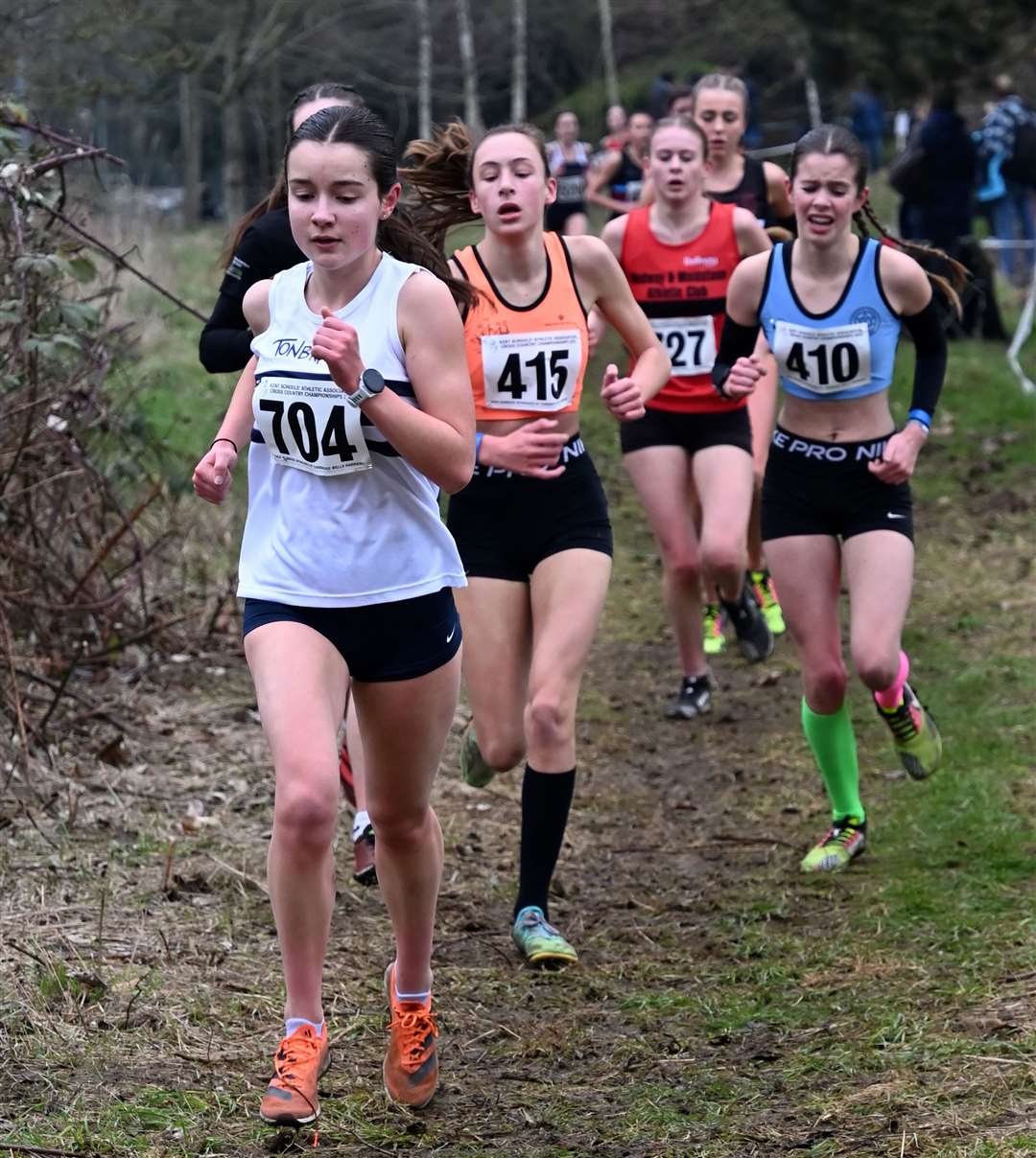 Bromley’s Emily Boyd (No.704) in the senior girls’ event. Picture: Simon Hildrew