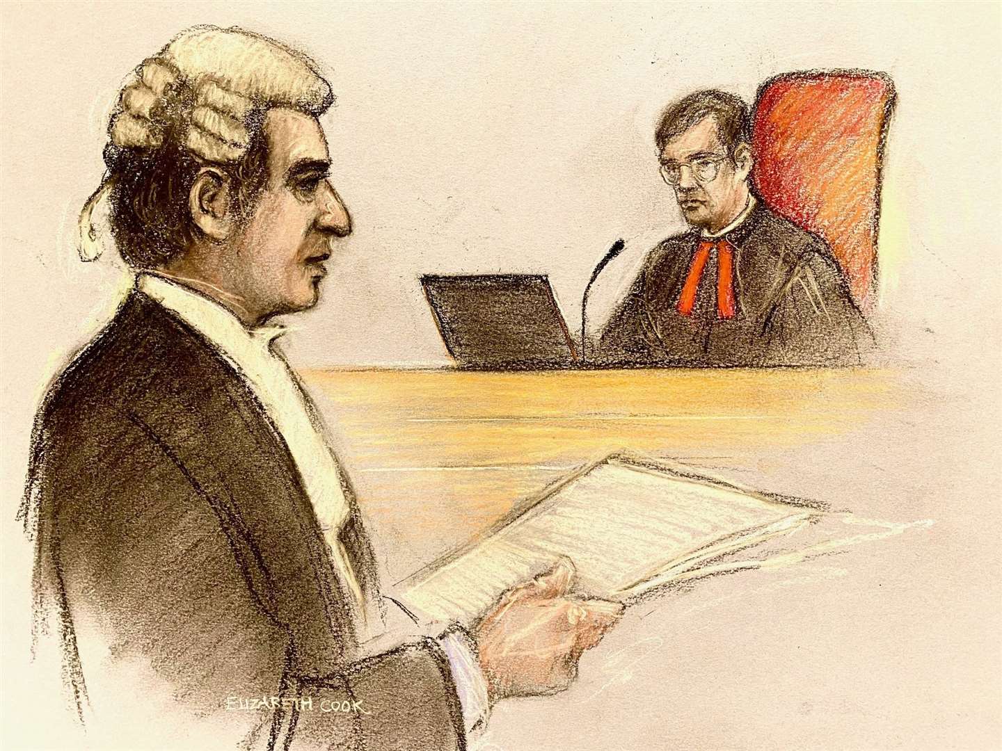 Duke of Sussex’s barrister, David Sherborne (left) outlining the Duke’s case on Monday (Elizabeth Cook/PA)