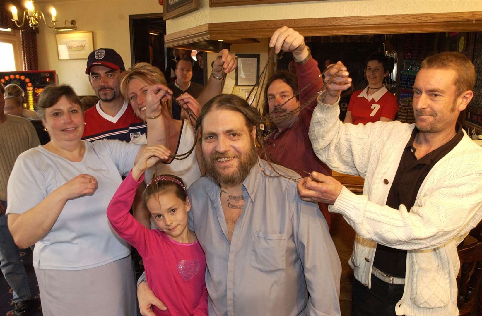 Manager of The Flower Pot pub in Maidstone, Graham Luxton, had his head shaved in aid of the Kent Air Ambulance in March 2002. The pub is still serving punters today. Picture: John Wardley