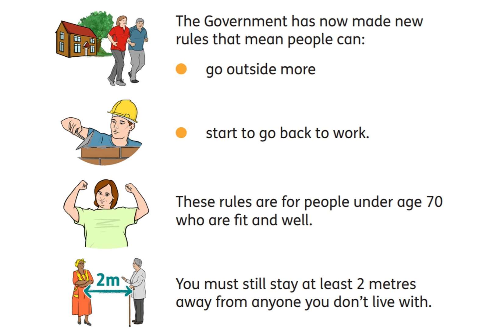 An example of accessible guidance on coronavirus restrictions (Easy Read Online/PA)