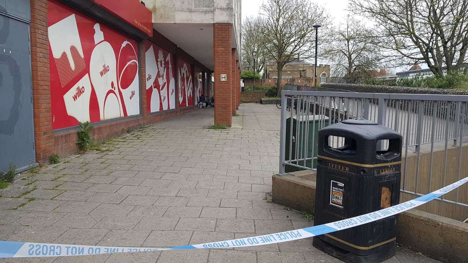 Burgate Lane in Canterbury taped off