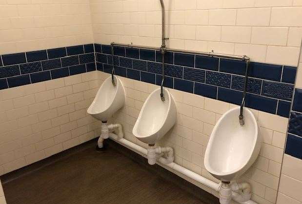 Traditionally tiled and fresh, the urinals had obviously been cleaned fairly recently