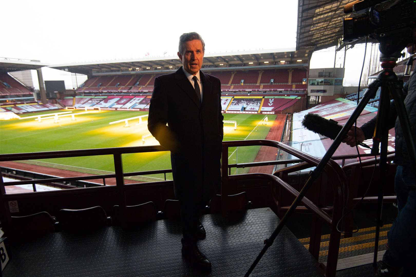 Villa CEO Christian Purslow speaks to the media about the new vaccination centre (Jacob King/PA)