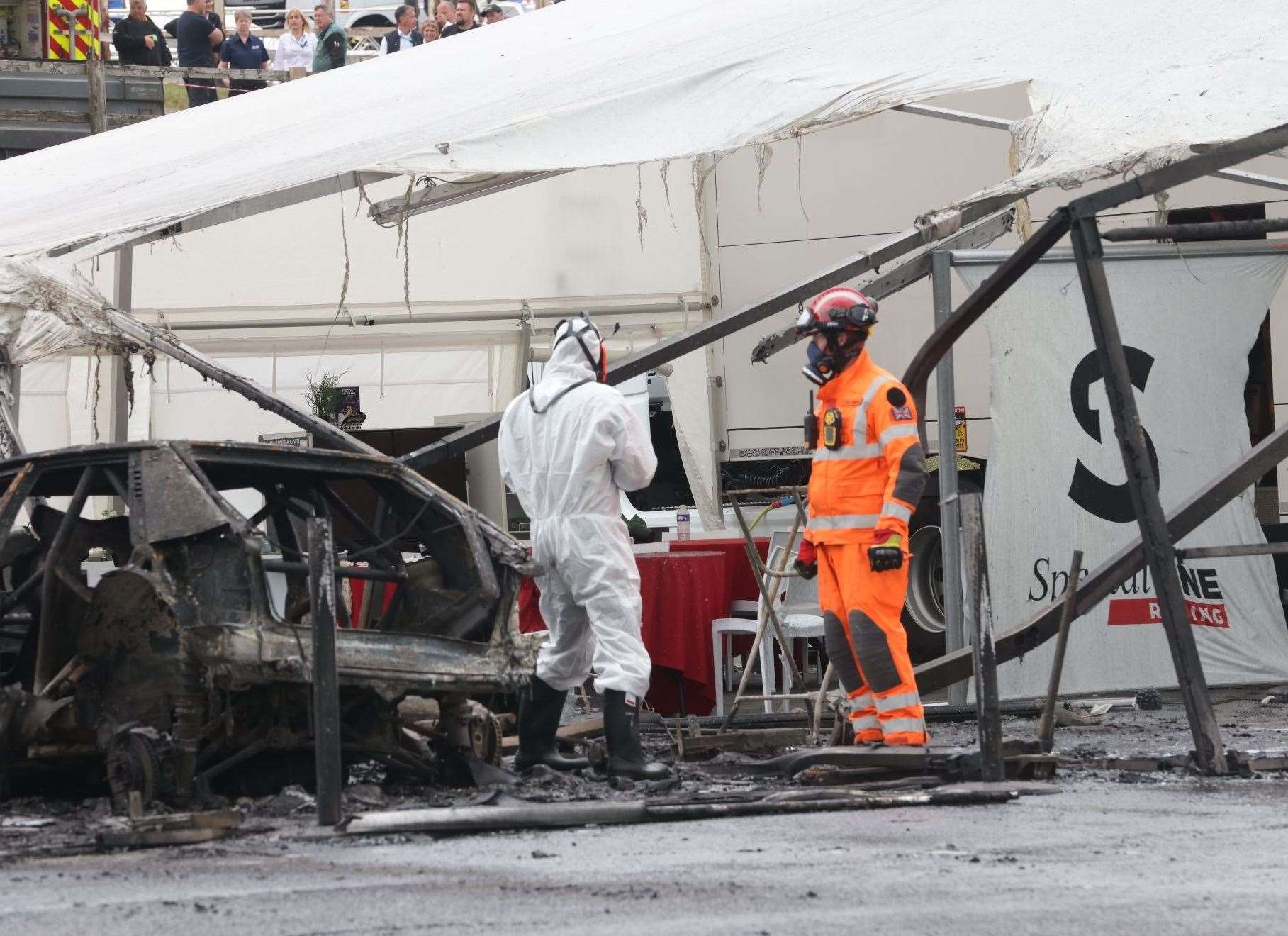 The burnt out vehicles at Lydden Hill race circuit. Picture: UKNIP