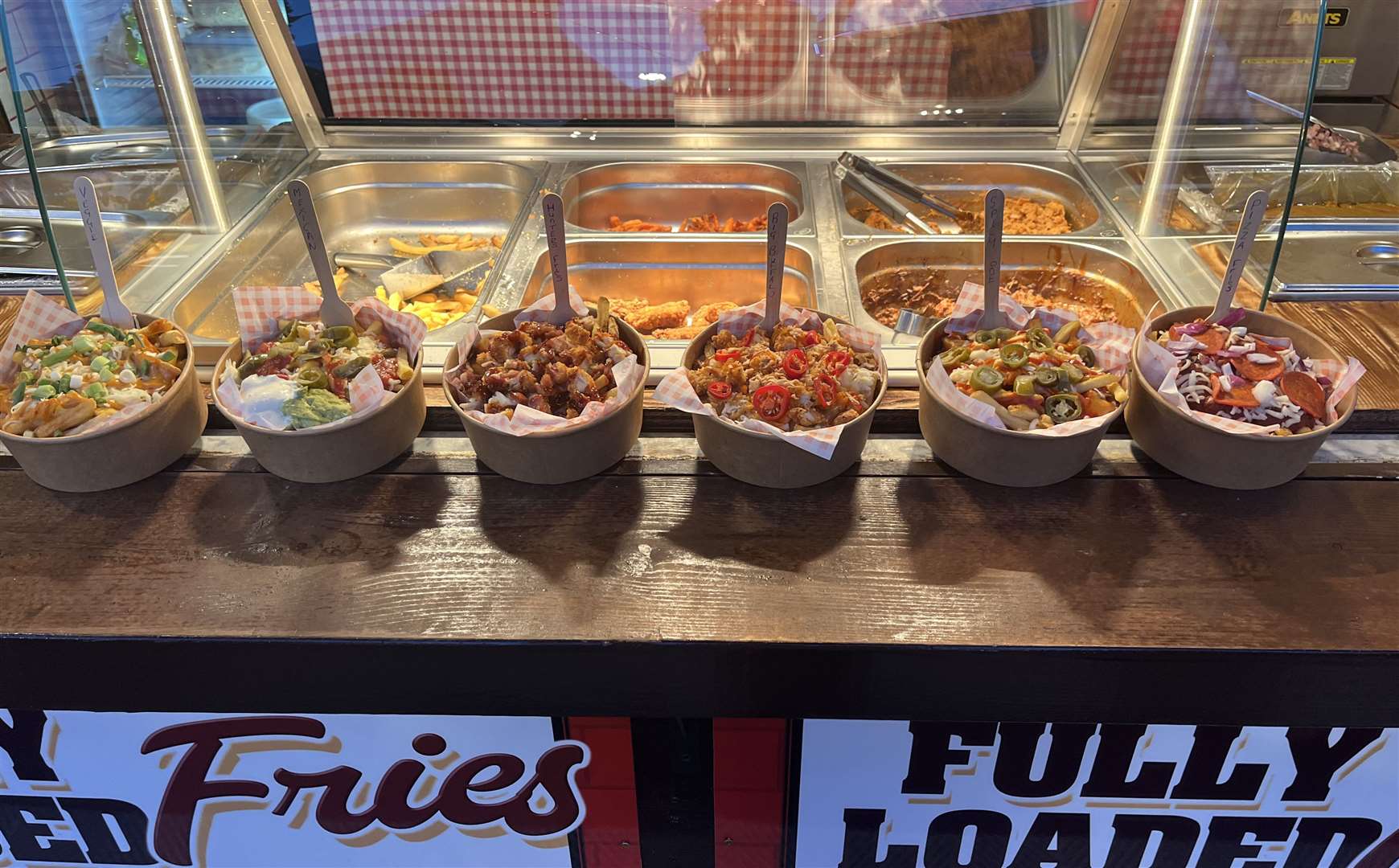 Fully Loaded Fries in the Ashford Designer Outlet Christmas market has a variety of options