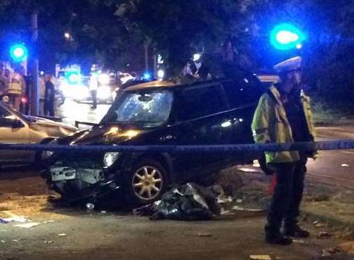 The aftermath of the crash on Medway City Estate. Pic: Toby Diamond