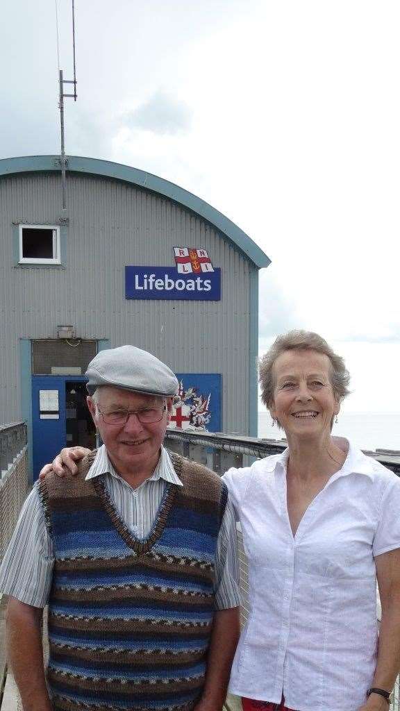 Former volunteer George Woodland is pictured with Nicki Constant in 2014 (RNLI/PA)