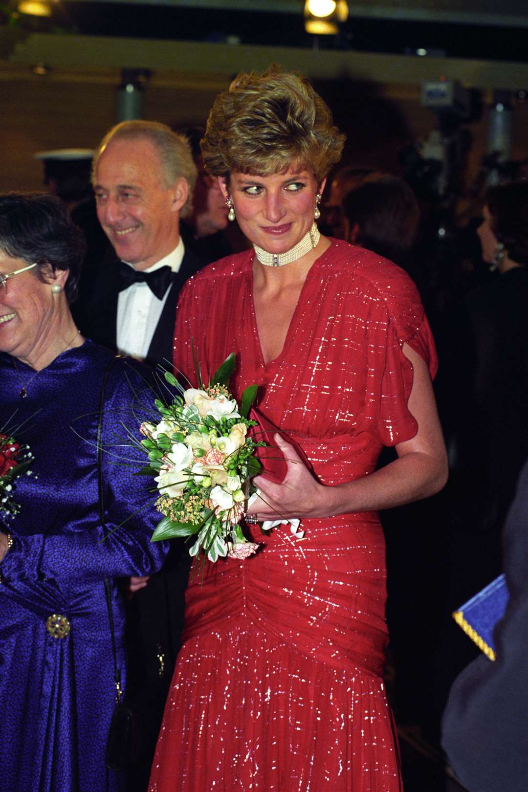 Diana, Princess of Wales at the Odeon Cinema, Leicester Square, London, for the royal performance of Hot Shots (PA)