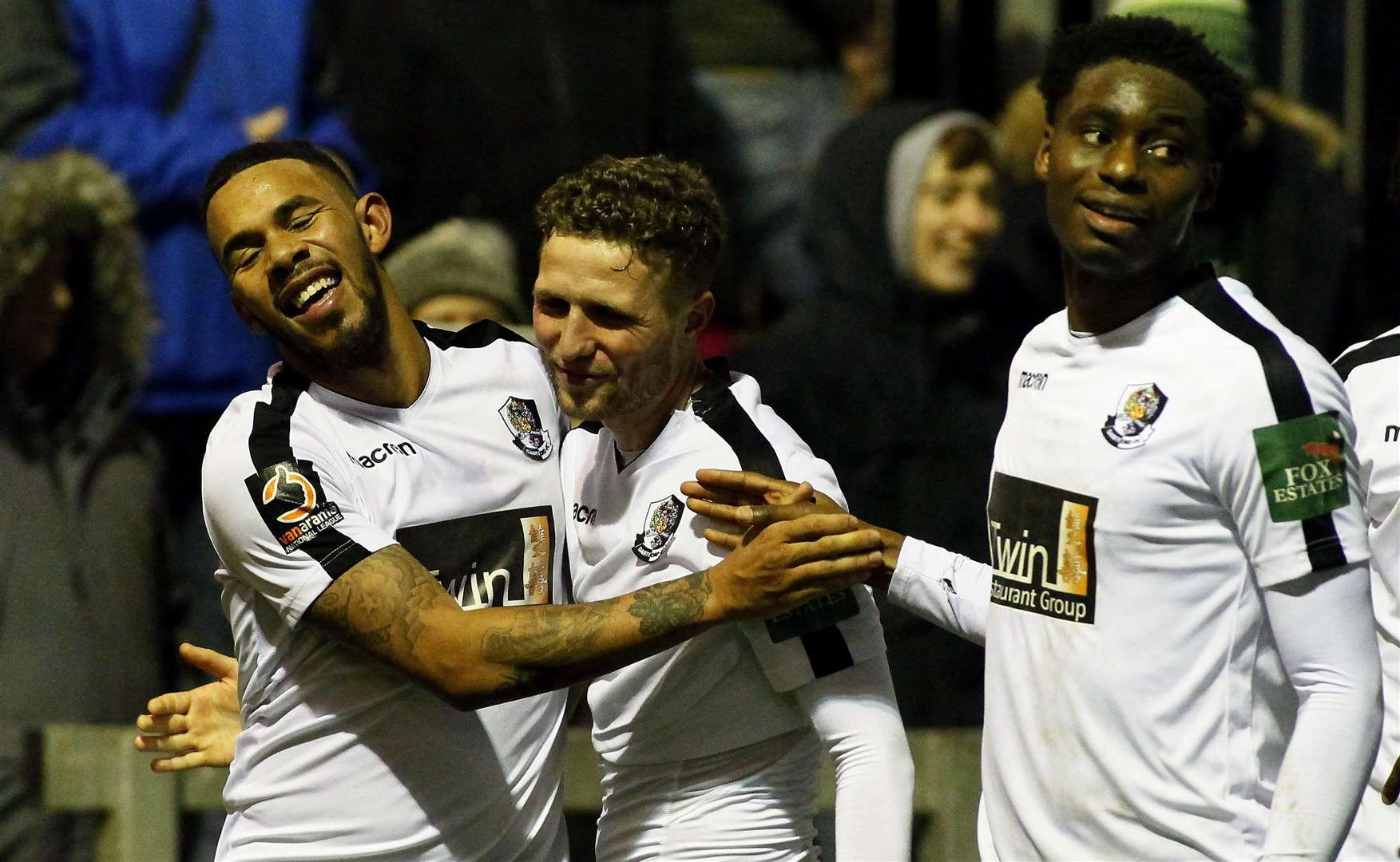 Phil Roberts celebrates his winning goal with Billy Crook Picture: Sean Aidan