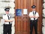 Police officers outside the bank shortly after the robbery. Picture: GRAHAM TUTTHILL