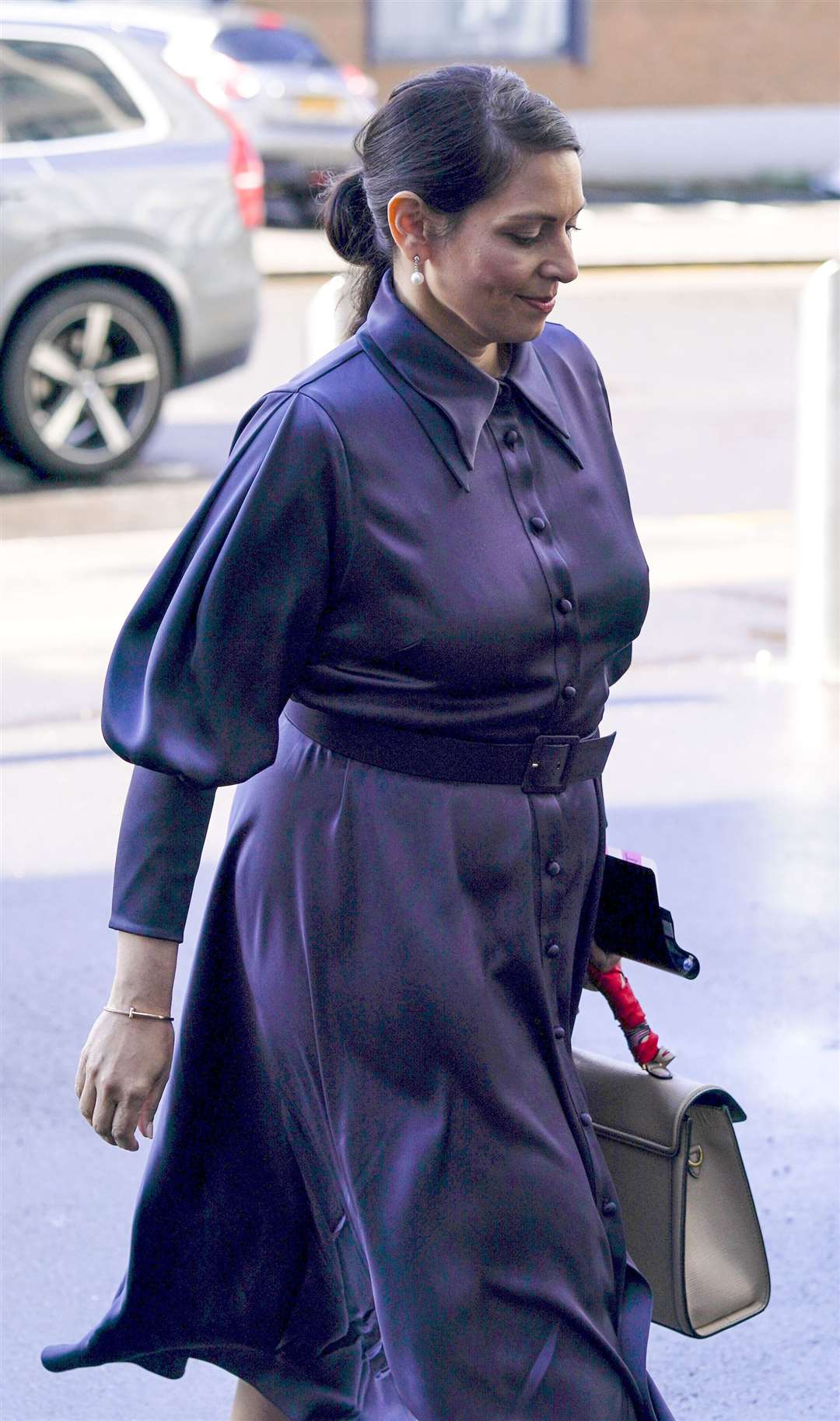 Home Secretary Priti Patel arrives at the West Midlands Combined Authority offices in Birmingham, to meet with the families of the 1974 Birmingham Pub Bombings victims (Steve Parsons/PA)