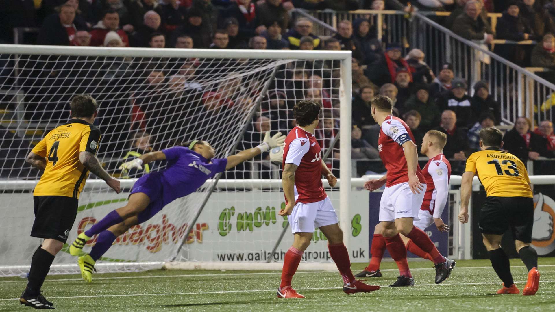 With Stones trailing to Jack Powell's 46th-minute opener, Joe Anderson beats Nathan Ashmore to bring Stones level Picture: Andy Payton