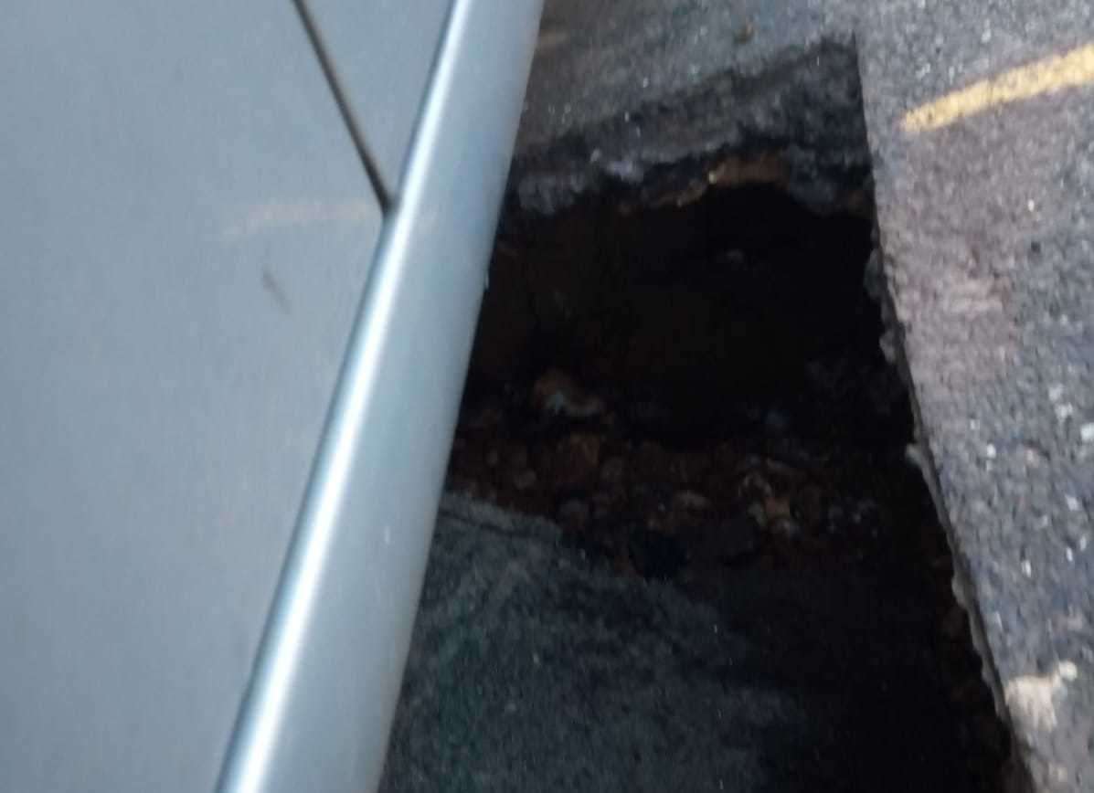 The sink hole under Graham Buckley's car in Corporation Road, Gillingham. Picture: Graham Buckley