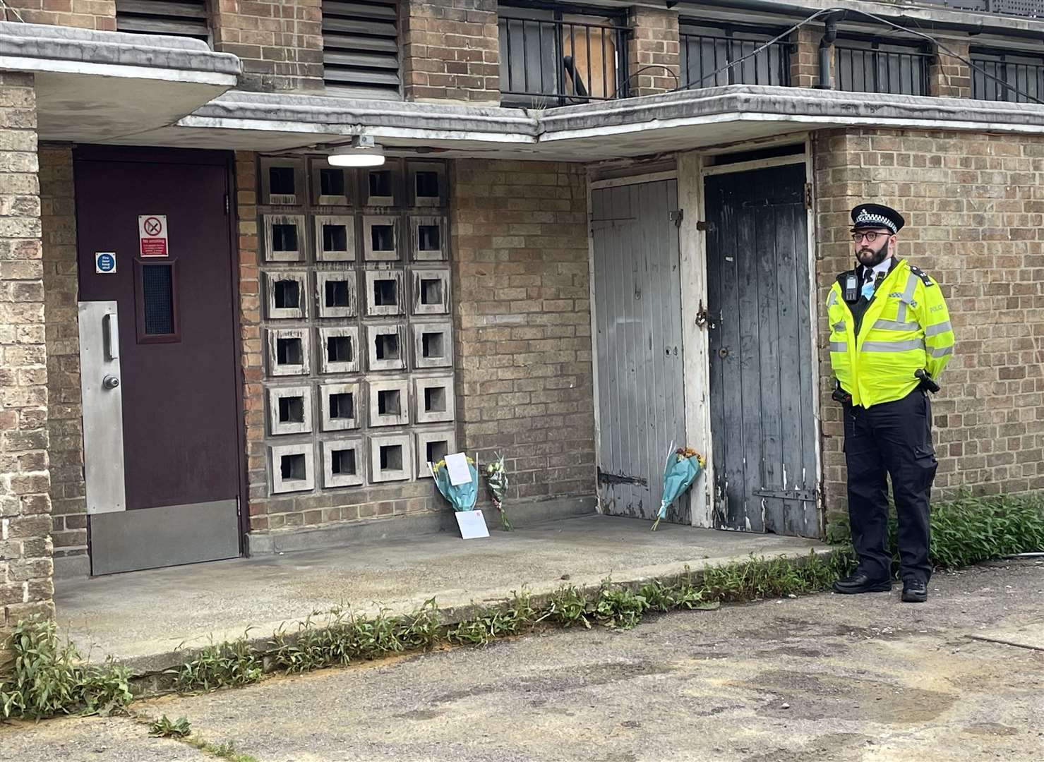 Police at the scene in Churchill Terrace (Laura Parnaby/PA)