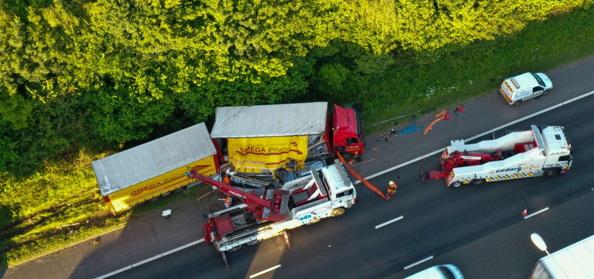 The overturned lorry on the A2. Picture: UKNiP