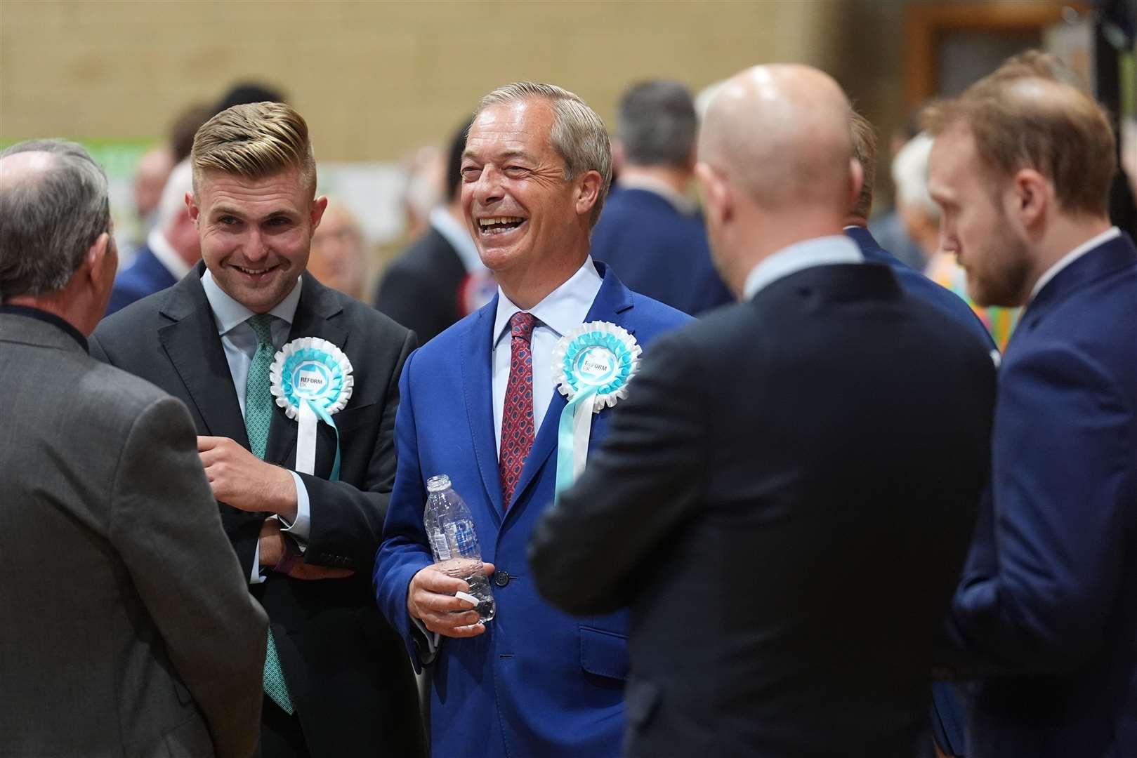 Reform UK leader Nigel Farage arrives at Clacton Leisure Centre (Joe Giddens/PA)