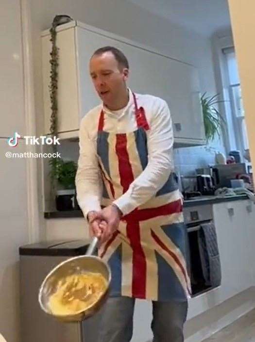 Matt Hancock flipping a pancake, from his TikTok page (@matthancock/PA)