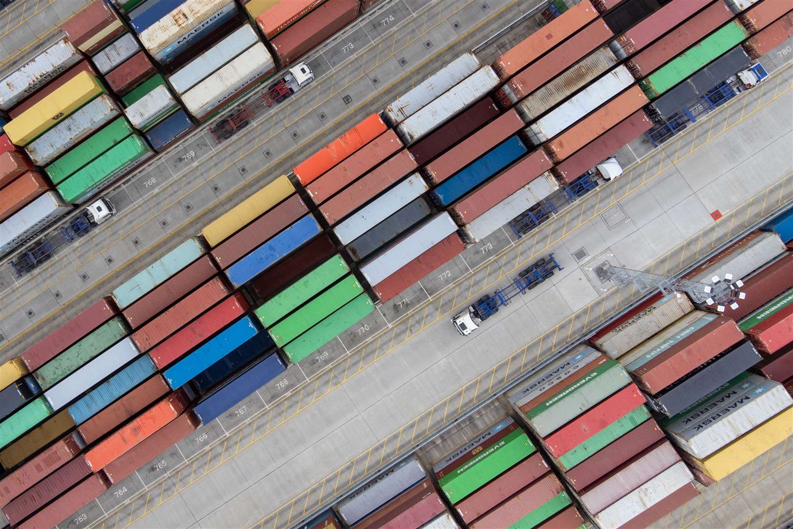 Thousands of shipping containers at the Port of Felixstowe in Suffolk (Joe Giddens/PA)