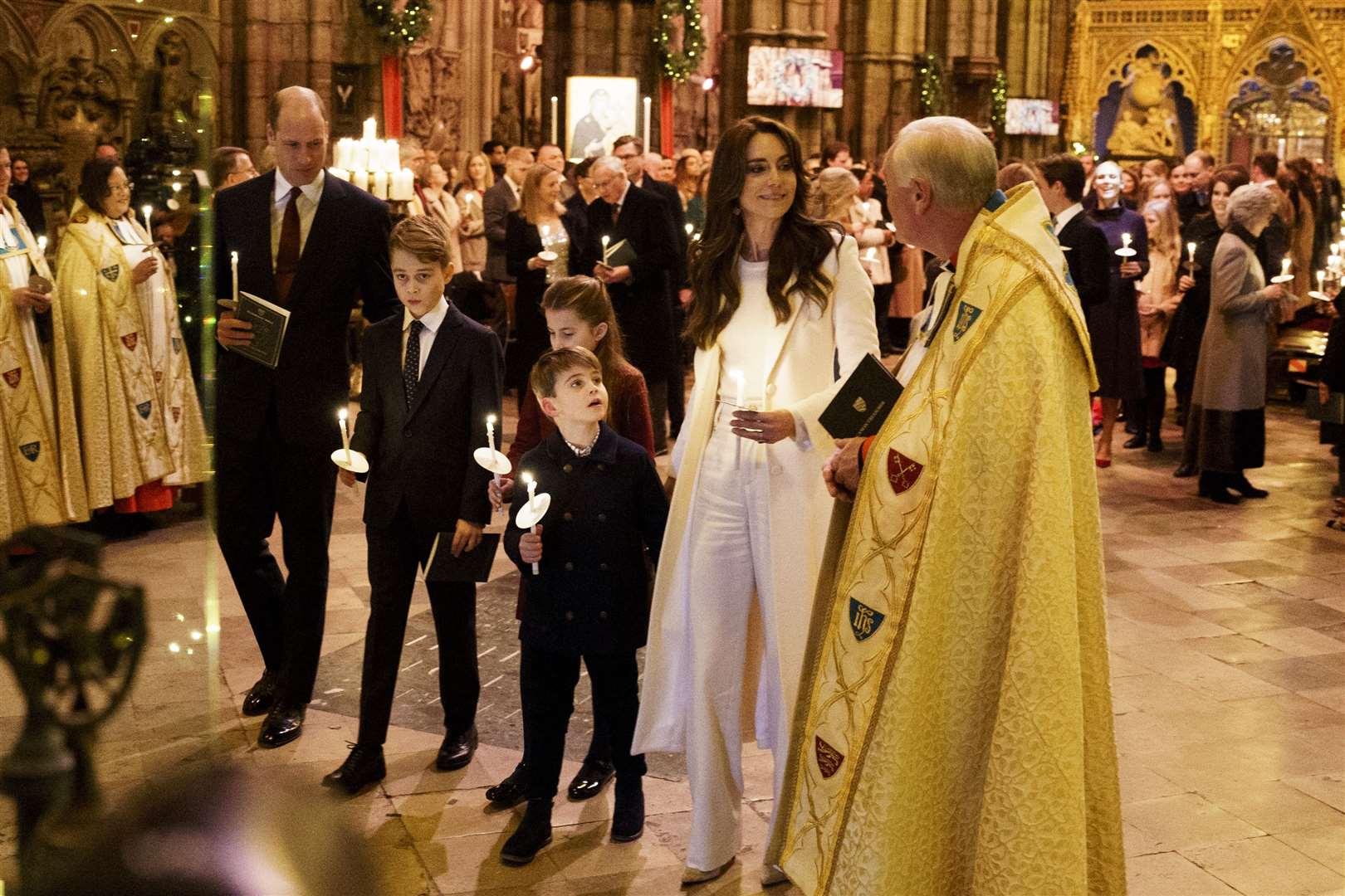 The Waleses and their children at the annual carol concert last year (Jordan Pettitt/PA)