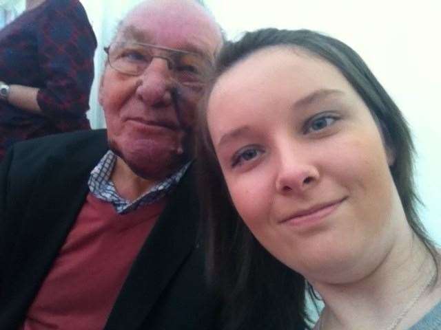 Emerald, from Sittingbourne, with her grandad who died earlier this year