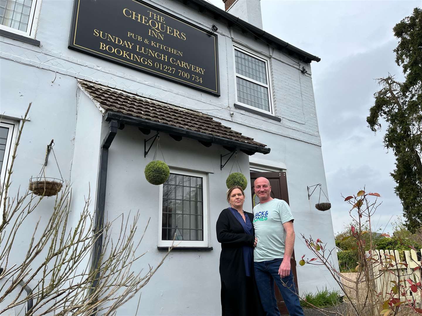 Steve McHugh and Paula Gilbert, new owners of The Chequers pub in Petham, near Canterbury