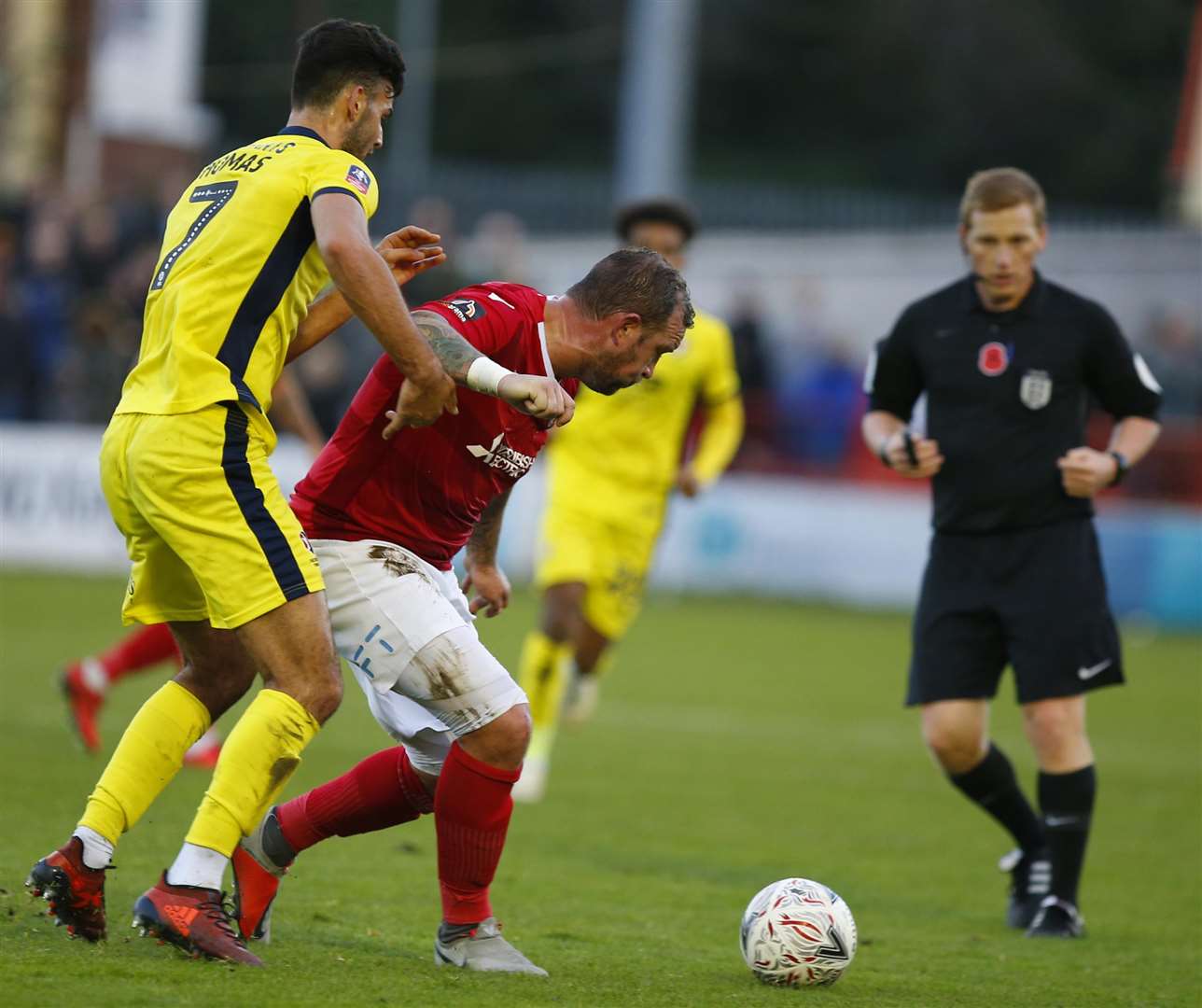 Danny Kedwell asks questions of the Cheltenham defence Picture: Andy Jones