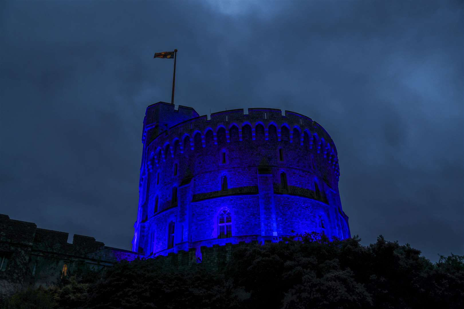 The Round Tower at Windsor Castle has also been illuminated blue to mark the 72nd anniversary of the NHS (Steve Parsons/PA)