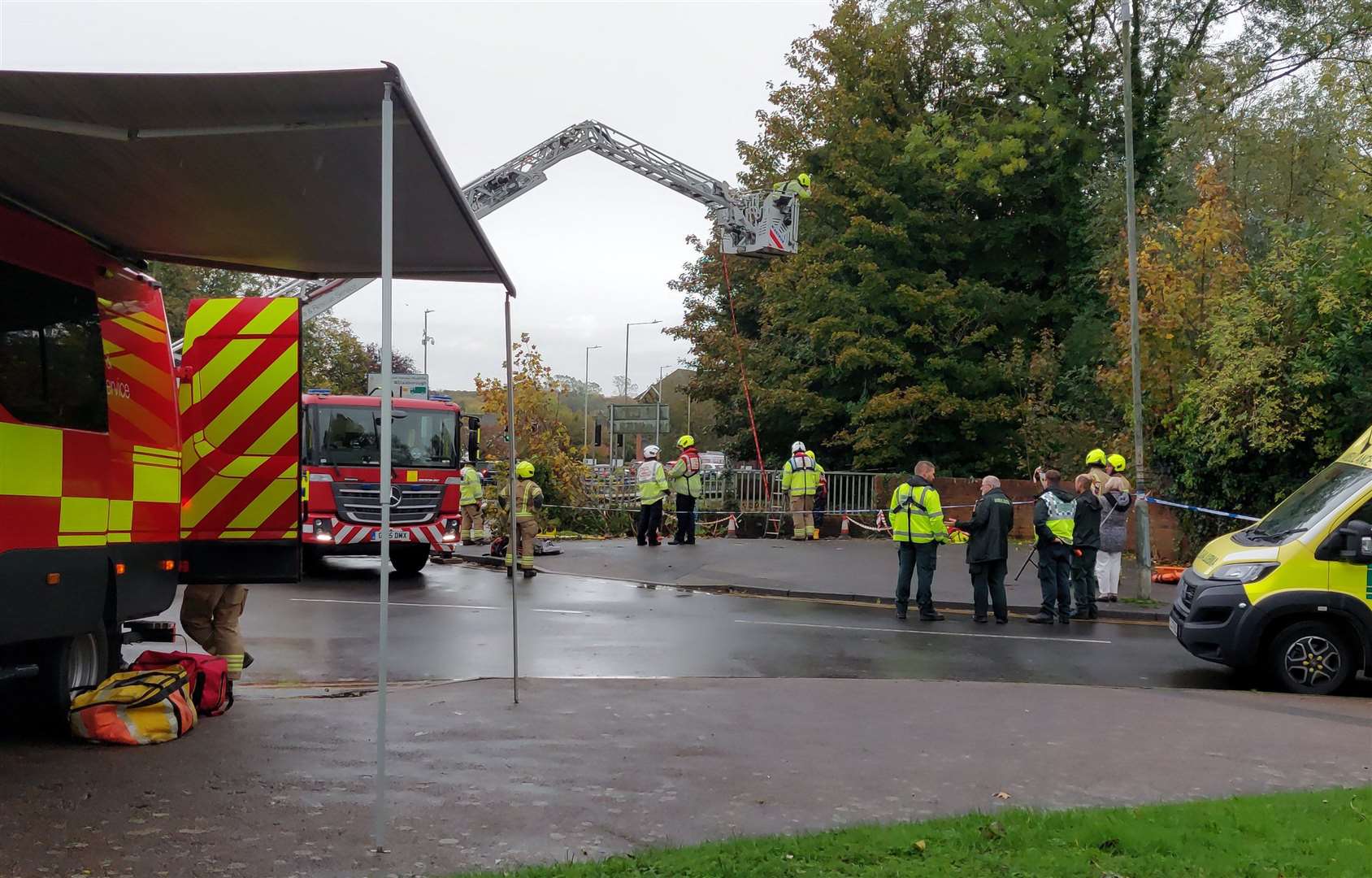 Fire crews at the scene in Mace Lane