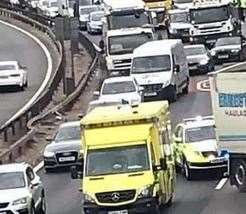 The M25 was closed after a crash involving a lorry. Picture: Bridget Arnold