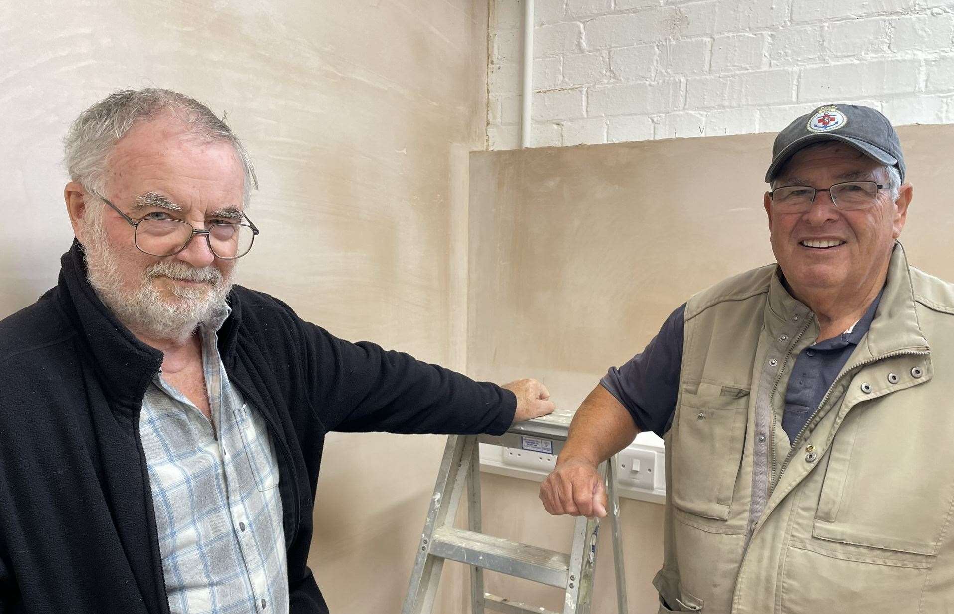 Andy Willmore and David Brown of Sheppey Sea Cadets inside their base at Barton's Point Coastal Park. Picture: Joe Crossley