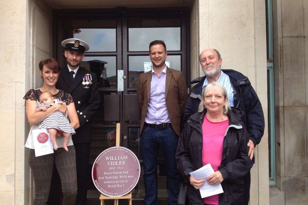 Lisa and Ian Chappell, the current residents of Private Vidler's family home, Gareth Vidler and distant relatives Gary and Iyn Vidler